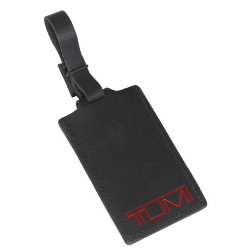 Tumi Black Leather Alpha Luggage Travel Business Card Holder Tag - Large